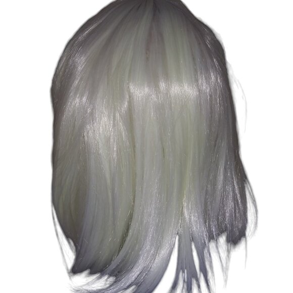 White Short Bob Wig with Bangs Synthetic Hair Cosplay - Picture 3 of 9